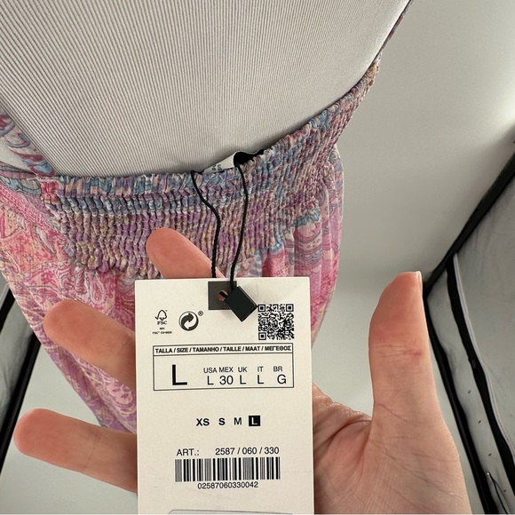 Zara womens dress size L multicolored patchwork paisley metallic hi-lo maxi - Picture 7 of 12